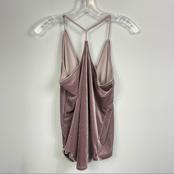 NSR velvet velour wrap top strappy high low cami tank mauve lavender pink XS - Picture 11 of 16